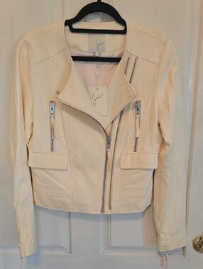 Joie Soft Pink Lamb Leather Asymmetrical Zip Jacket NWT M